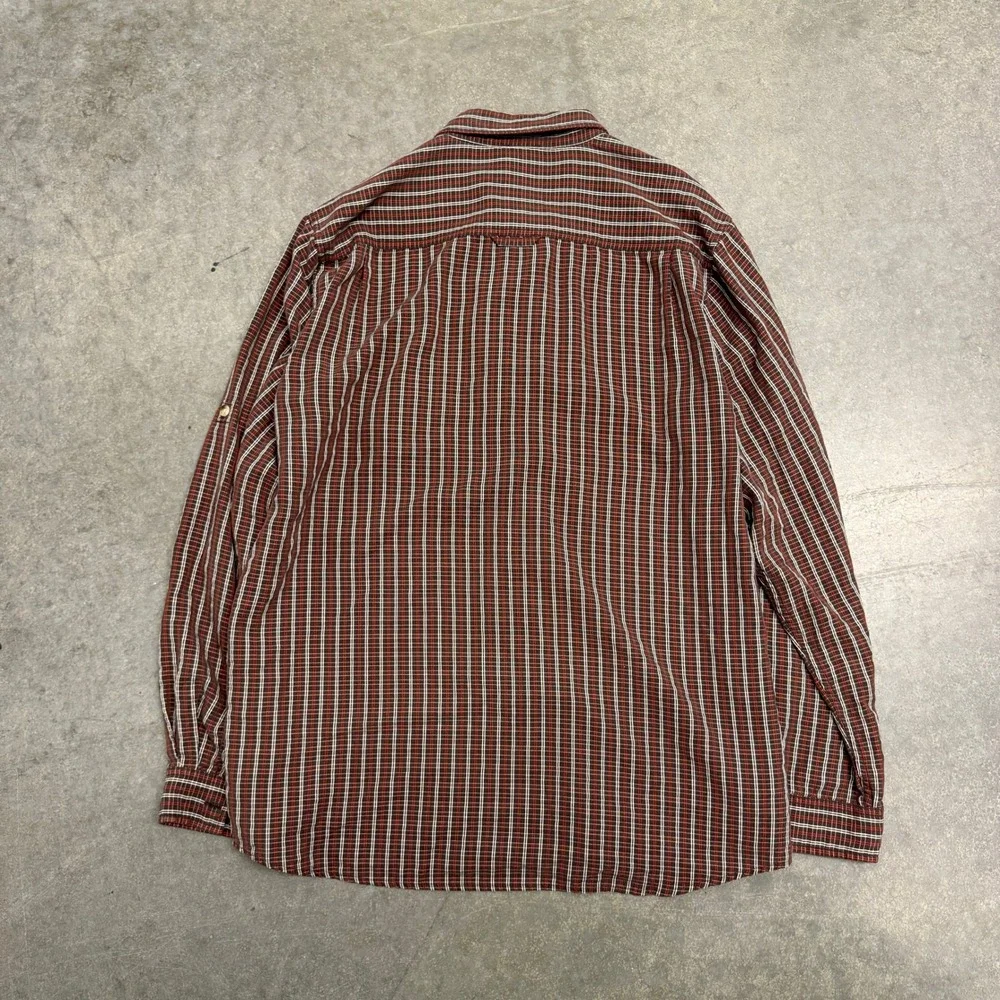 The North Face Mens XL Plaid Long Sleeve Button Down Hiking Shirt Red Black